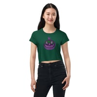 Image 1 of Crop Tee - Jack O Lantern Retro Purple Glow (Green)