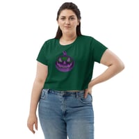 Image 4 of Crop Tee - Jack O Lantern Retro Purple Glow (Green)
