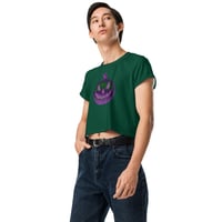 Image 5 of Crop Tee - Jack O Lantern Retro Purple Glow (Green)