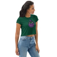 Image 3 of Crop Tee - Jack O Lantern Retro Purple Glow (Green)