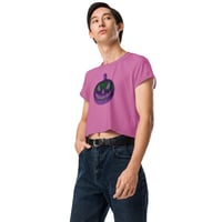 Image 7 of Crop Tee - Jack O Lantern Retro Purple Glow (Deep PInk)