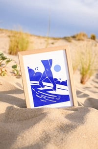 Linogravure 13 x 18 cm • Dopamine Blue Surf