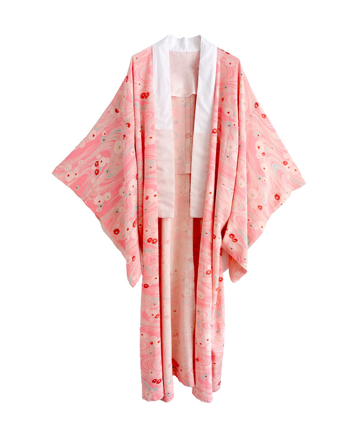 Image of Silke kimono dame - rosa med tusindfrydblomster