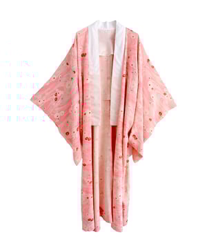 Image of Silke kimono dame - rosa med tusindfrydblomster