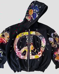 Image 6 of 1 OF 1 PEACE FLOWER BATIK PATCHWORKS ZIP HOODIE SIZE L