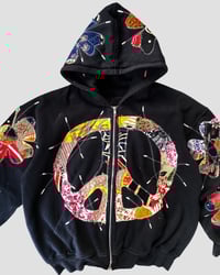 Image 5 of 1 OF 1 PEACE FLOWER BATIK PATCHWORKS ZIP HOODIE SIZE L