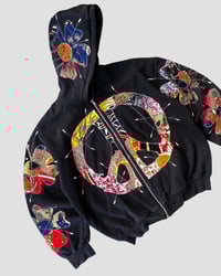 Image 4 of 1 OF 1 PEACE FLOWER BATIK PATCHWORKS ZIP HOODIE SIZE L