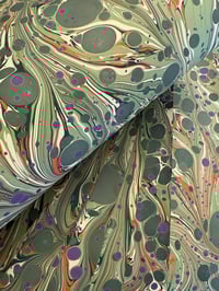 Image 1 of Green spots - hand marbled paper - project overs 