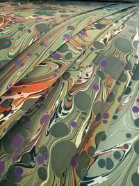 Image 3 of Green spots - hand marbled paper - project overs 