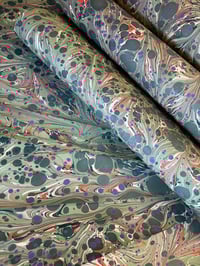 Image 7 of Green spots - hand marbled paper - project overs 