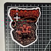 Image 2 of Possessed Satan Sitting On His Throne Glossy Finish Vinyl Sticker