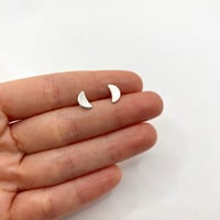 Image 2 of Small Crescent Moon Silver Studs