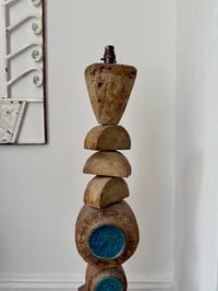 Image 2 of Bernard Rooke Studio Ceramic TOTEM Floor Lamp with Blue Roundels