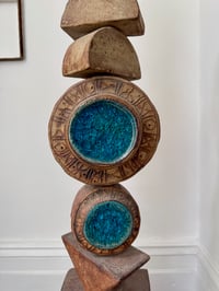 Image 3 of Bernard Rooke Studio Ceramic TOTEM Floor Lamp with Blue Roundels