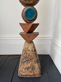 Image 4 of Bernard Rooke Studio Ceramic TOTEM Floor Lamp with Blue Roundels