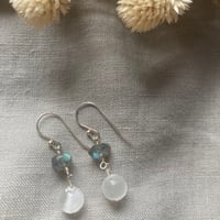 Image 2 of Natural Selenite Labradorite Gemstone Sterling Silver Earrings