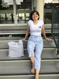 Image 1 of Pantalon Gaël - Fleurettes bleues