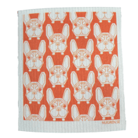 Image 1 of Disktrasa -Dish cloth Geometric French bulldog / Orange