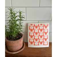 Image 2 of Disktrasa -Dish cloth Geometric French bulldog / Orange
