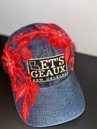 Image 1 of Let’s Geaux Nola Denim & Red