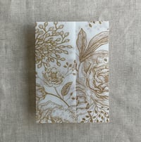 Image 4 of Vintage peony and berries printed unique vellum wrap for 5x7 card Pack of 10