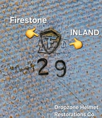 Image 22 of WWII M2 101st Airborne Helmet 506th PIR "E" Co. D-bale Front Seam Firestone-INLAND liner. Captain.