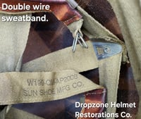 Image 21 of WWII M2 101st Airborne Helmet 506th PIR "E" Co. D-bale Front Seam Firestone-INLAND liner. Captain.