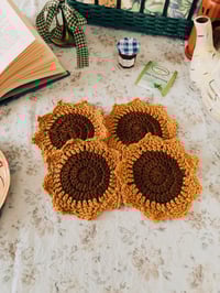 Image 1 of Sunflower Coasters by Dara's Cozy Crochet