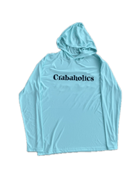 Image 3 of Crab Logo Front & Back Hooded Performance Shirt (Blue)