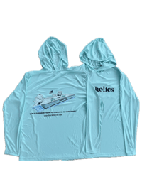 Image 1 of Crabaholics Front & Back Hooded Performance Shirt (Blue)