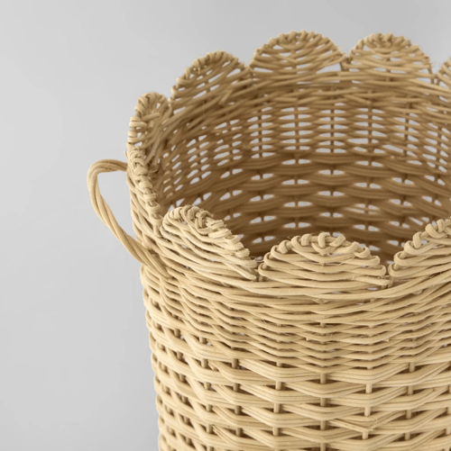 Image of Scalloped Rattan Basket w/ Handles