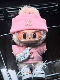 Image 1 of BOOPLAY The Monsters Labubu LV Fashion Dress - LV Style Top+ Hat + LV Style Bag(White)