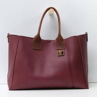 Image 1 of Slouchy 3-panel Tote in pebbled cherry