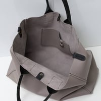 Image 6 of Slouchy 3-panel Tote in pebbled light gray and black