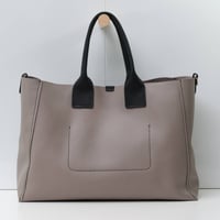 Image 3 of Slouchy 3-panel Tote in pebbled light gray and black