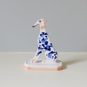Image of Miniature Whippet Ornament - Cobalt splatter
