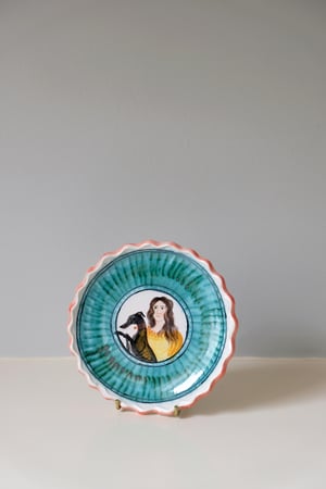 Image of Woman with Black Whippet - Small Plate