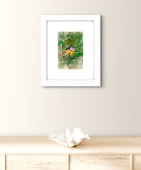 Image 4 of Original Chickadee bird and tree watercolor painting