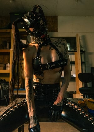 Image of Toxic Vision All Black Everything buckle halter top CUSTOM SIZE