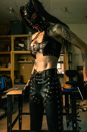 Image of Toxic Vision All Black Everything buckle halter top CUSTOM SIZE