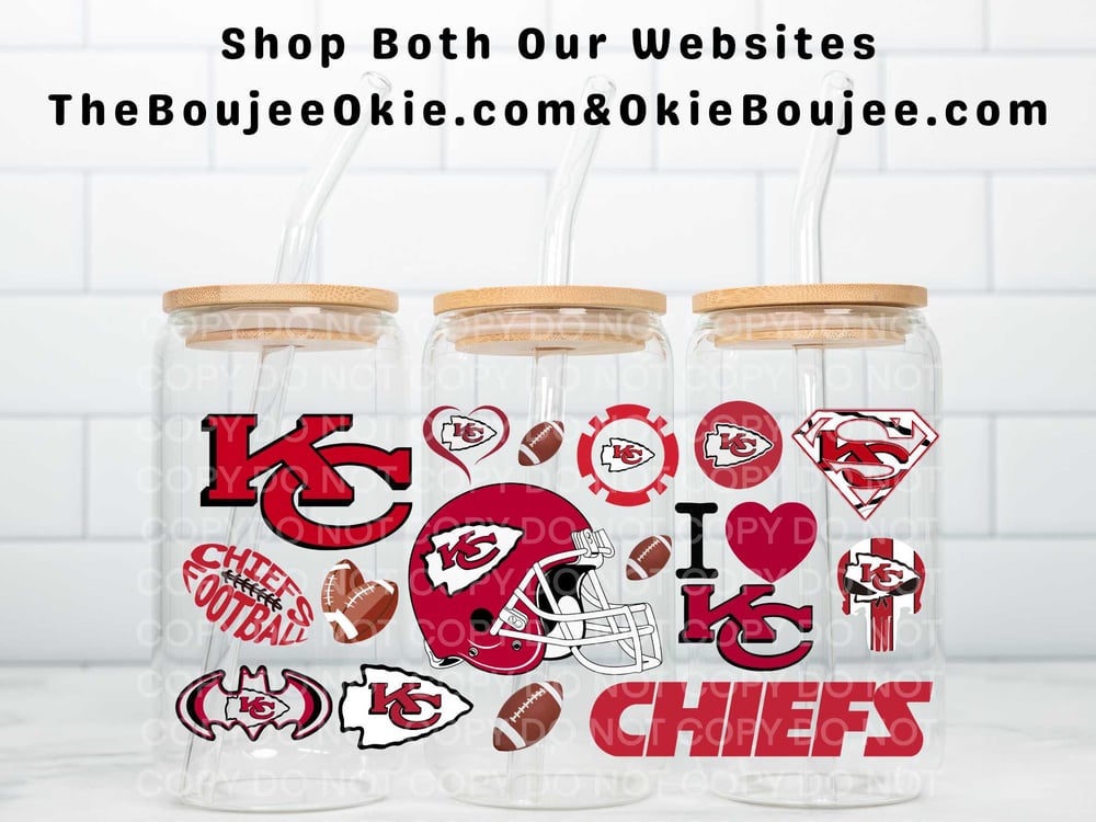 Image of Kansas City Chiefs Football Uv Dtf Cup Wraps Choice of 3