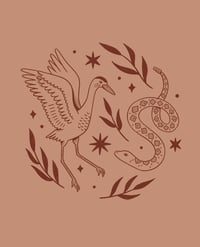 Image 3 of Crane and snake print