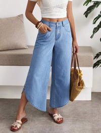 Image 1 of Flare Wide Leg Denim Pants
