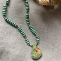 Image 3 of Natural Green Turquoise Sterling Silver Teardrop Necklace