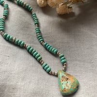 Image 5 of Natural Green Turquoise Sterling Silver Teardrop Necklace