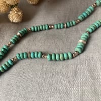 Image 4 of Natural Green Turquoise Sterling Silver Teardrop Necklace