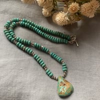 Image 1 of Natural Green Turquoise Sterling Silver Teardrop Necklace