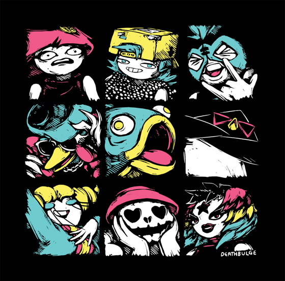 Image of [PRE-ORDER] "Deathbulge Characters 2" Premium Quality Black T-Shirt - Canvas Crew Neck Unisex