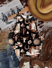 Western Print Tank Black/ Brown