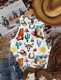 Western Print Tank White/ Blue